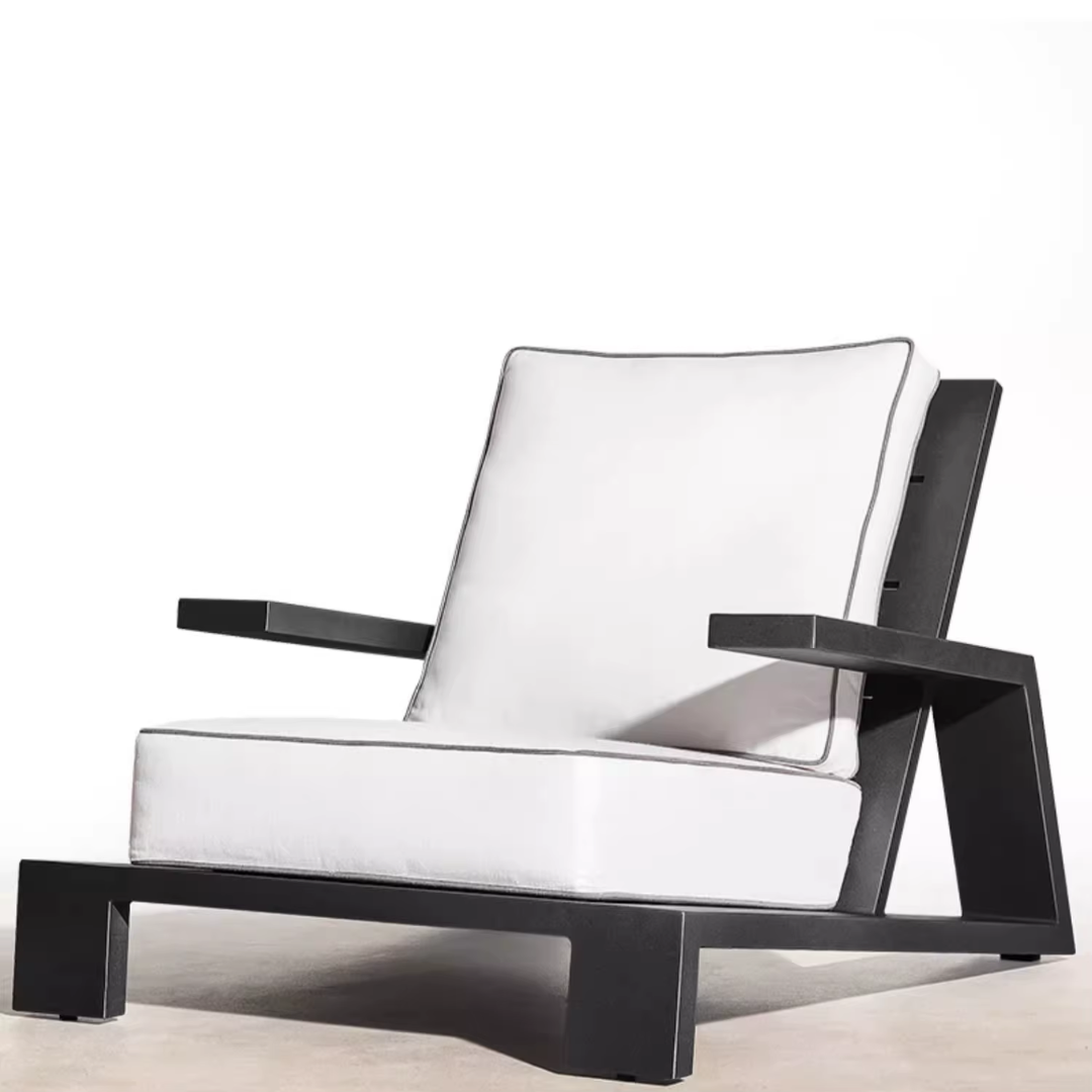 Black Accent Outdoor Garden Chair against a white background front view