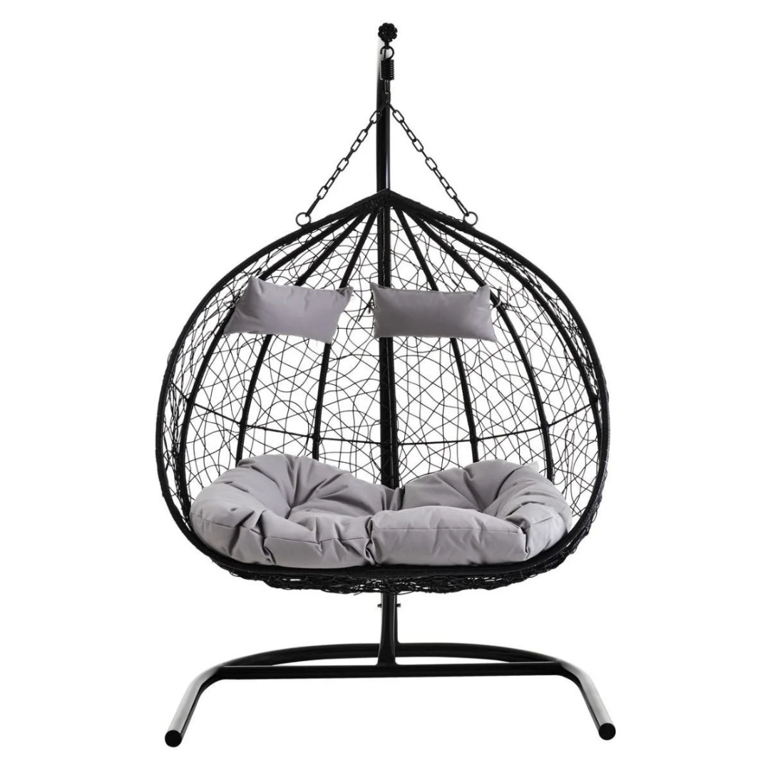 Black Hanging Egg Chair Double front view