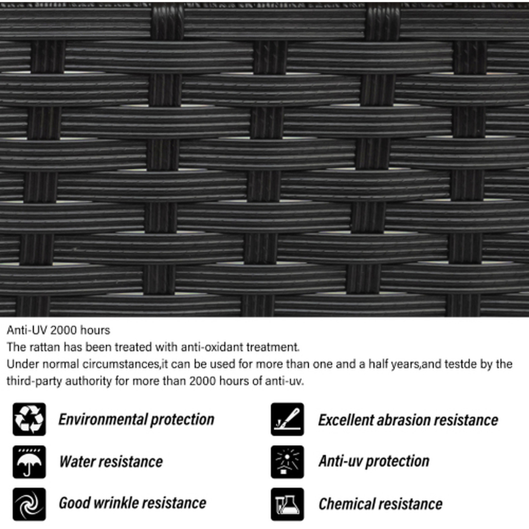 Black rattan corner sofa with cushions specs