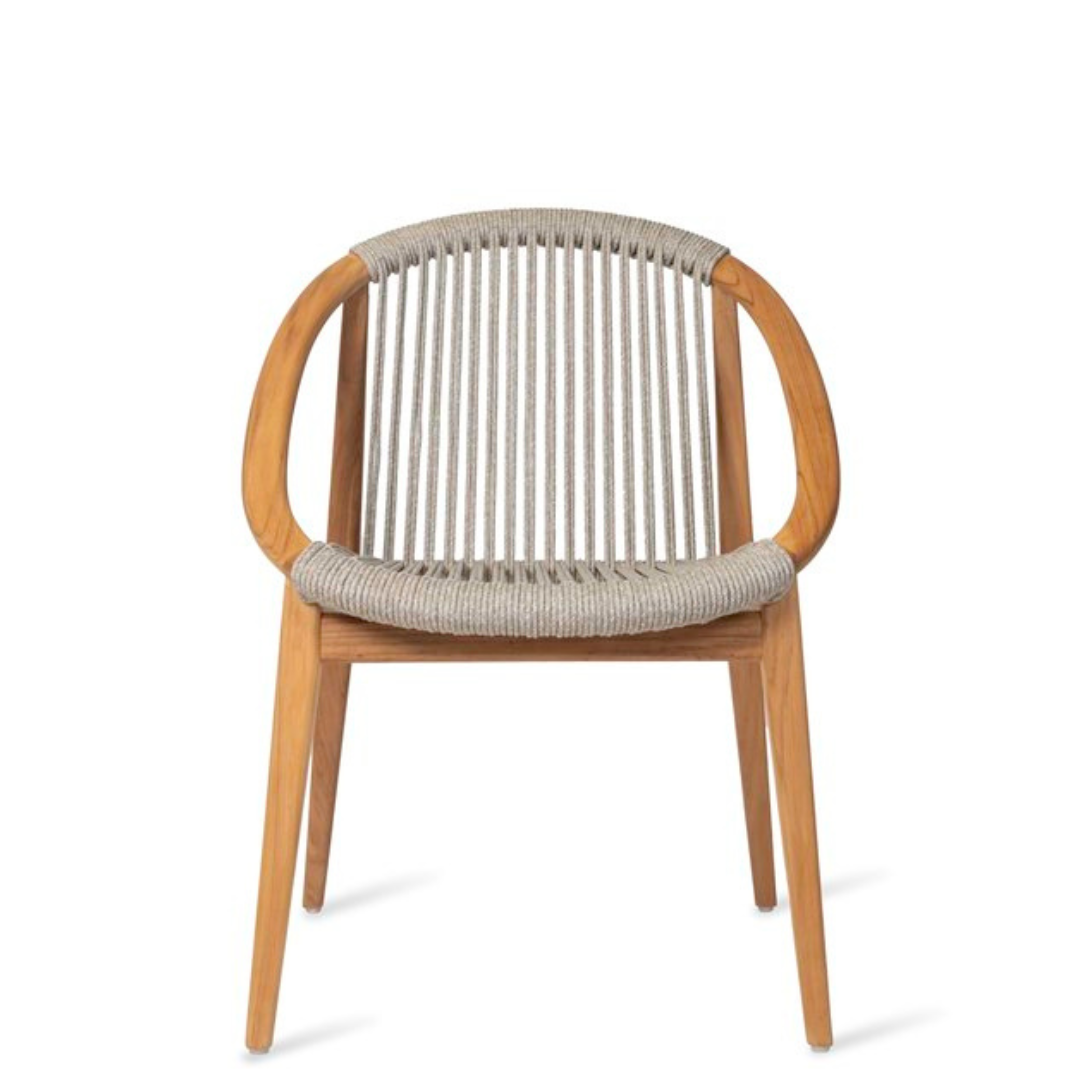 Cream Contemporary Teak Garden Dining Chair on white background