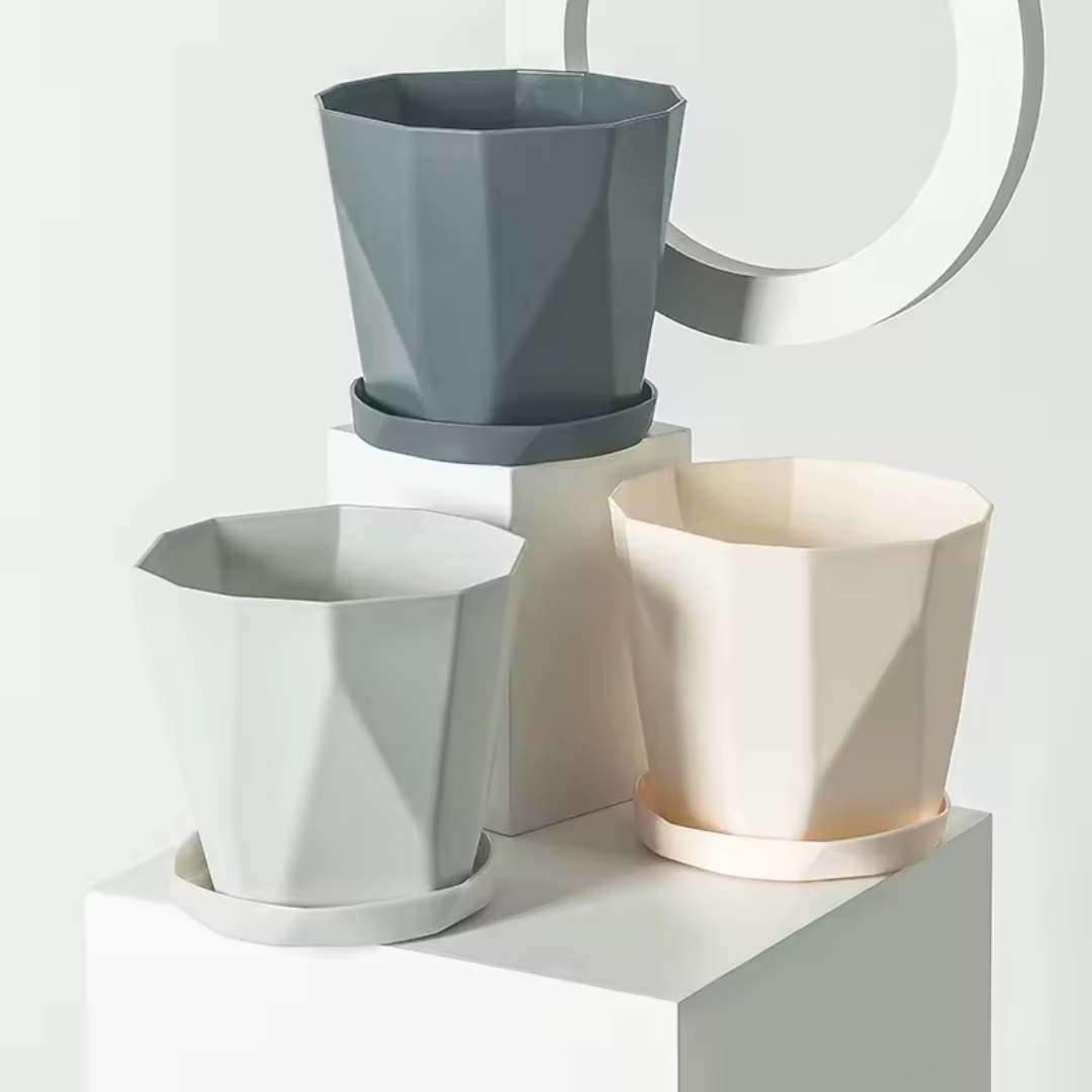 Geometric contemporary plant pots for modern garden styling