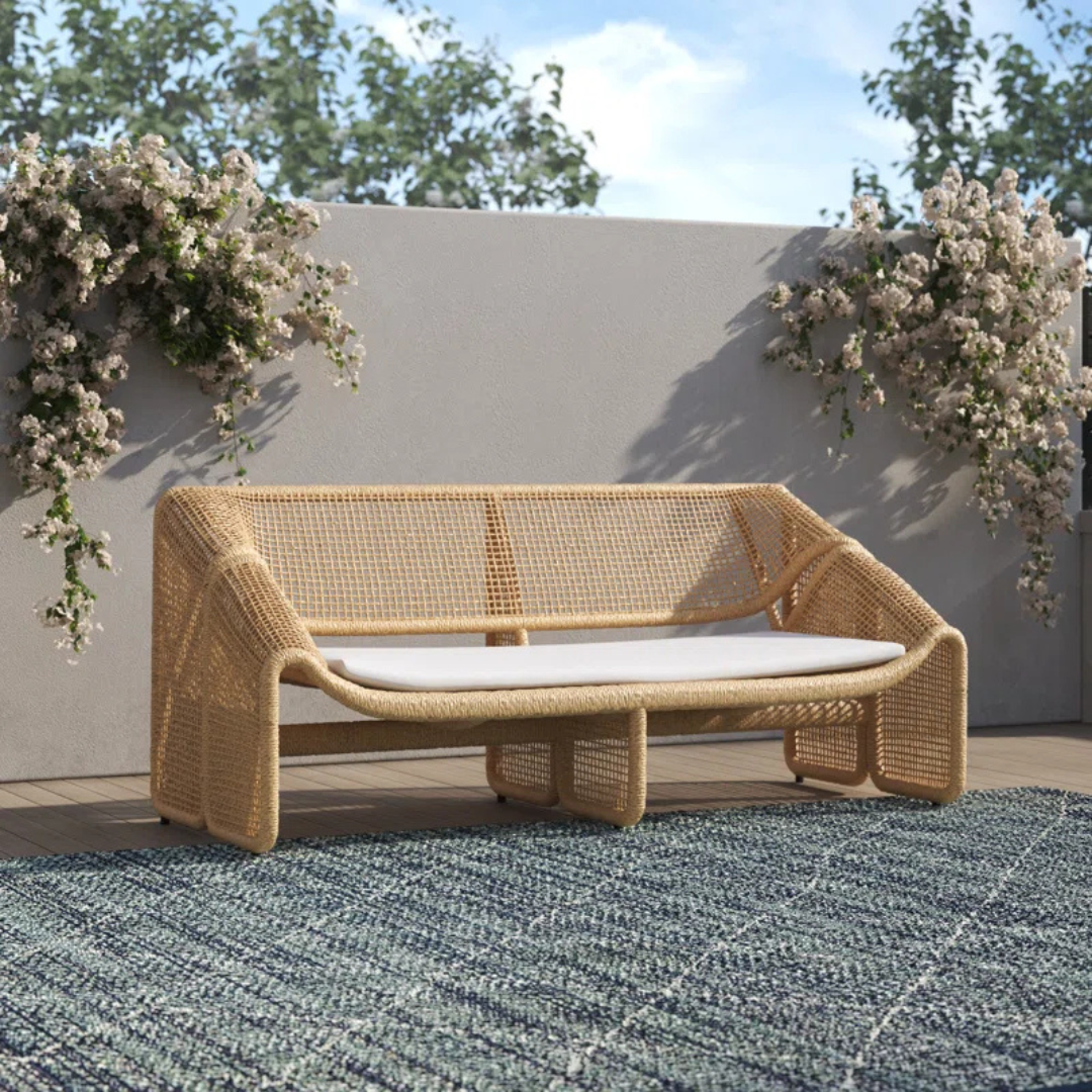 Relaxed style wicker sofas for garden lounge, double sofa, in a luxury garden sofa
