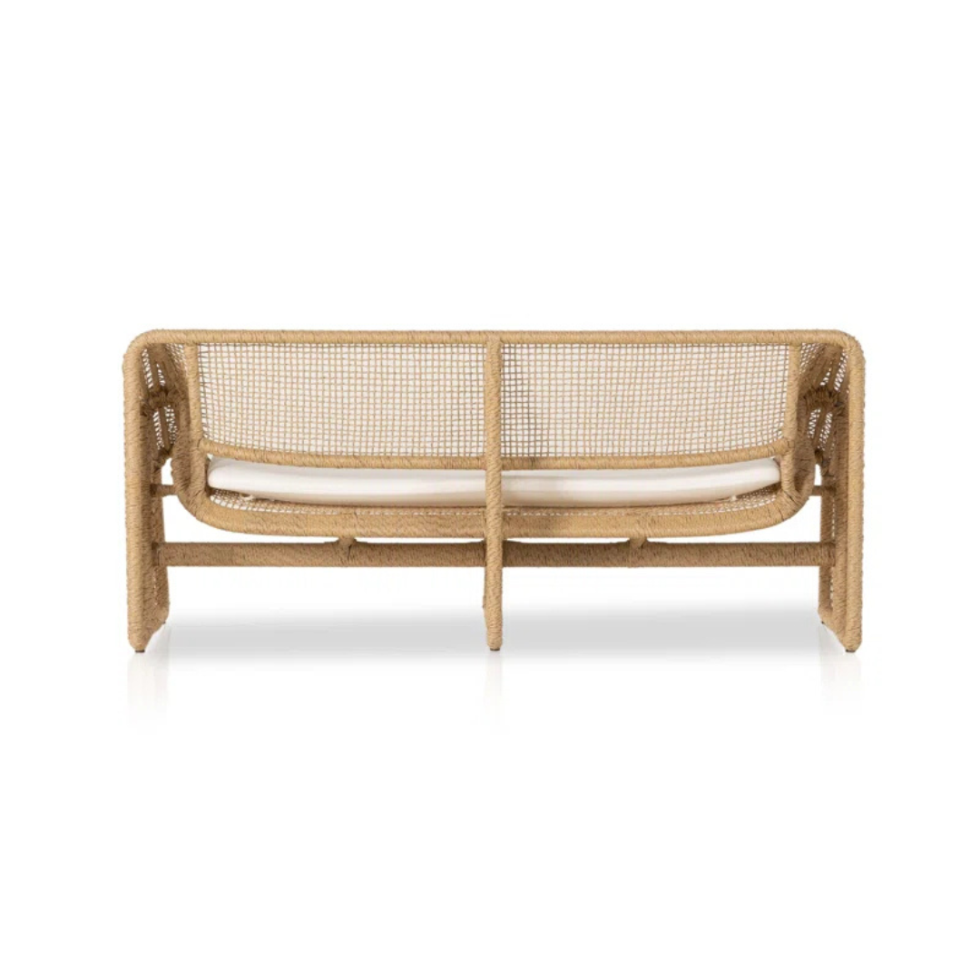 Relaxed style wicker sofas for garden lounge, double sofa, backview, white background