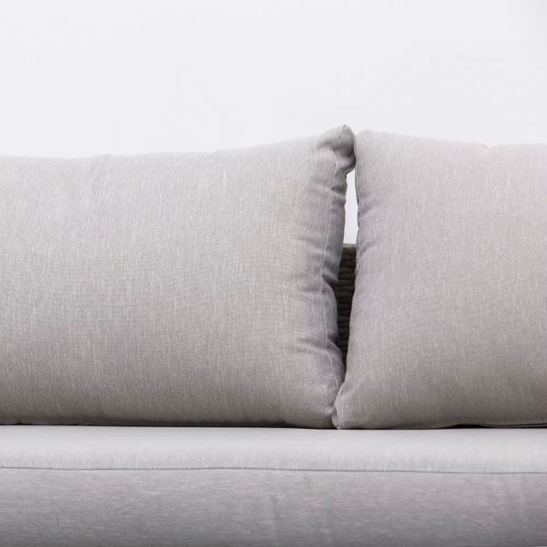 Luxury Grey Rattan Corner Sofa For Garden, close up of the cushions