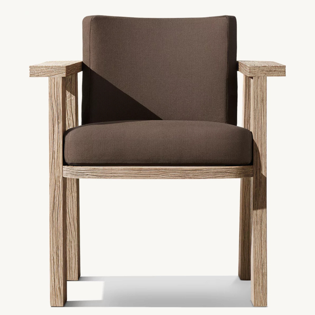 Luxury Teak Garden Armchair with solid wood frame, front view