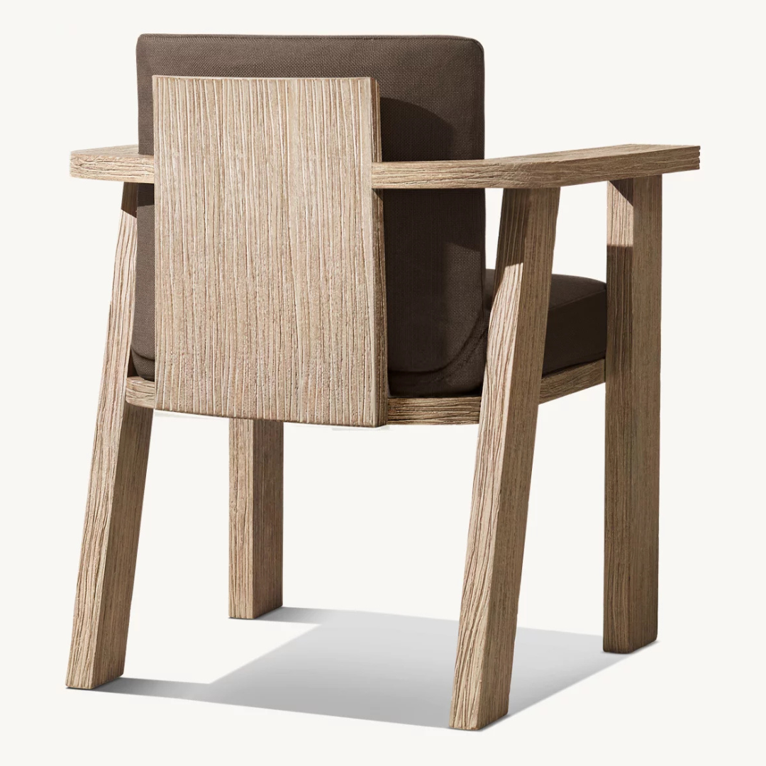 Luxury Teak Garden Armchair with solid wood frame, Back view