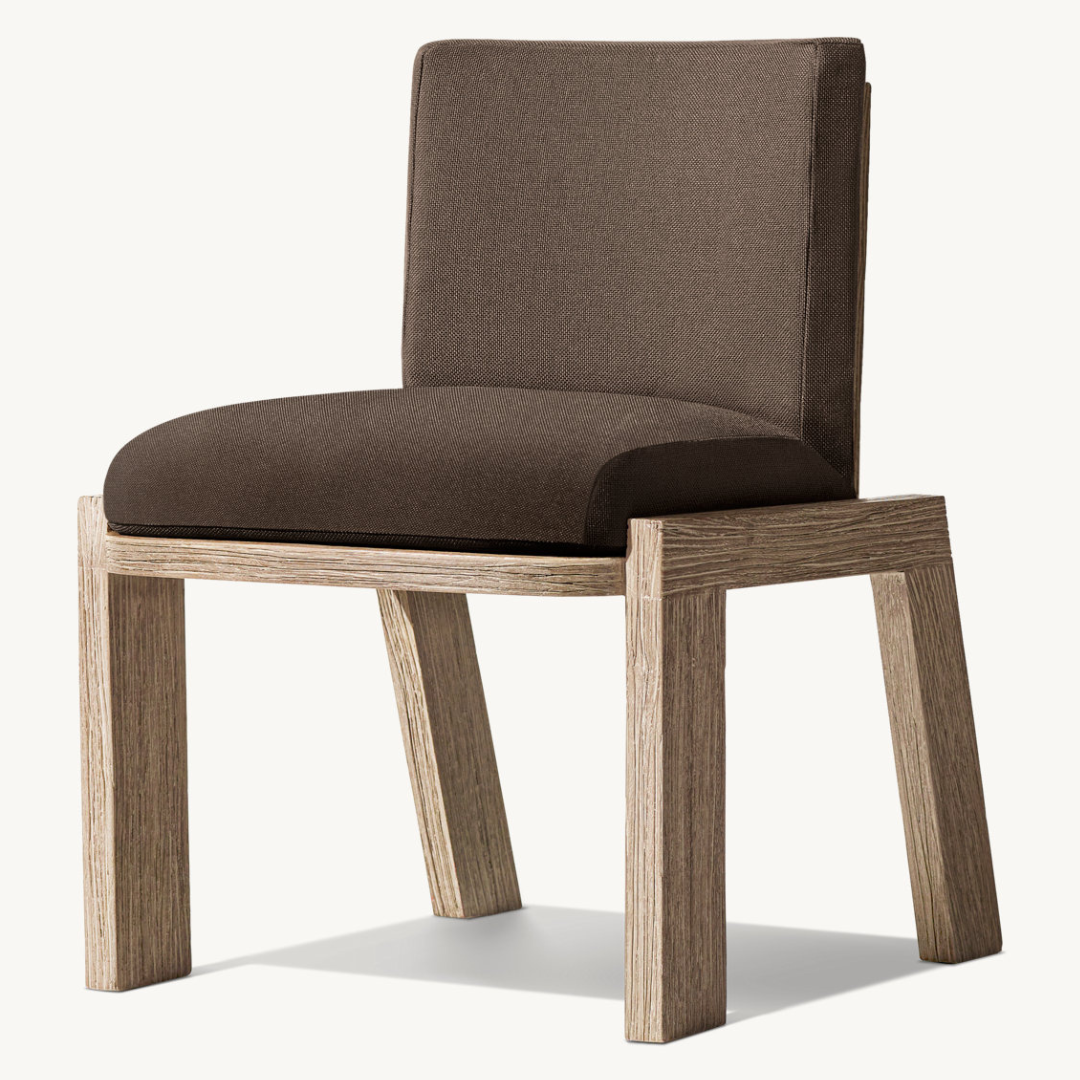 Luxury Teak Garden Armless Chair for modern outdoor setups, angled view