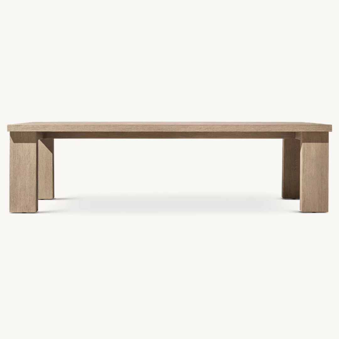 Luxury Teak Long Garden Dining Table for outdoor dining, side view