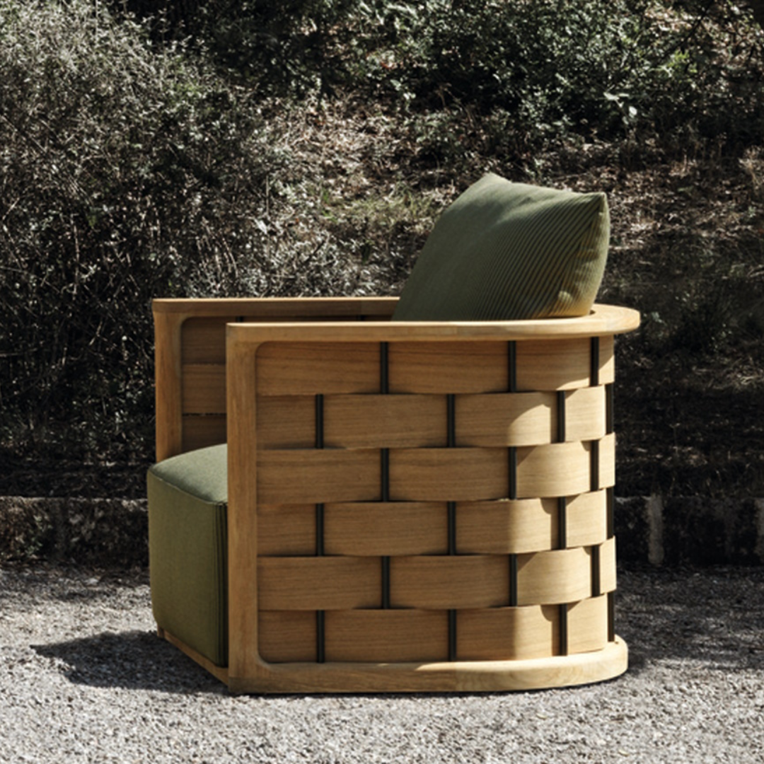 Modern French Wooden Outdoor Armchair