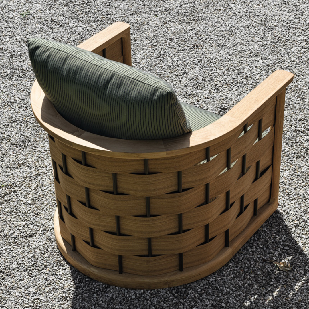Modern French Wooden Outdoor Armchair