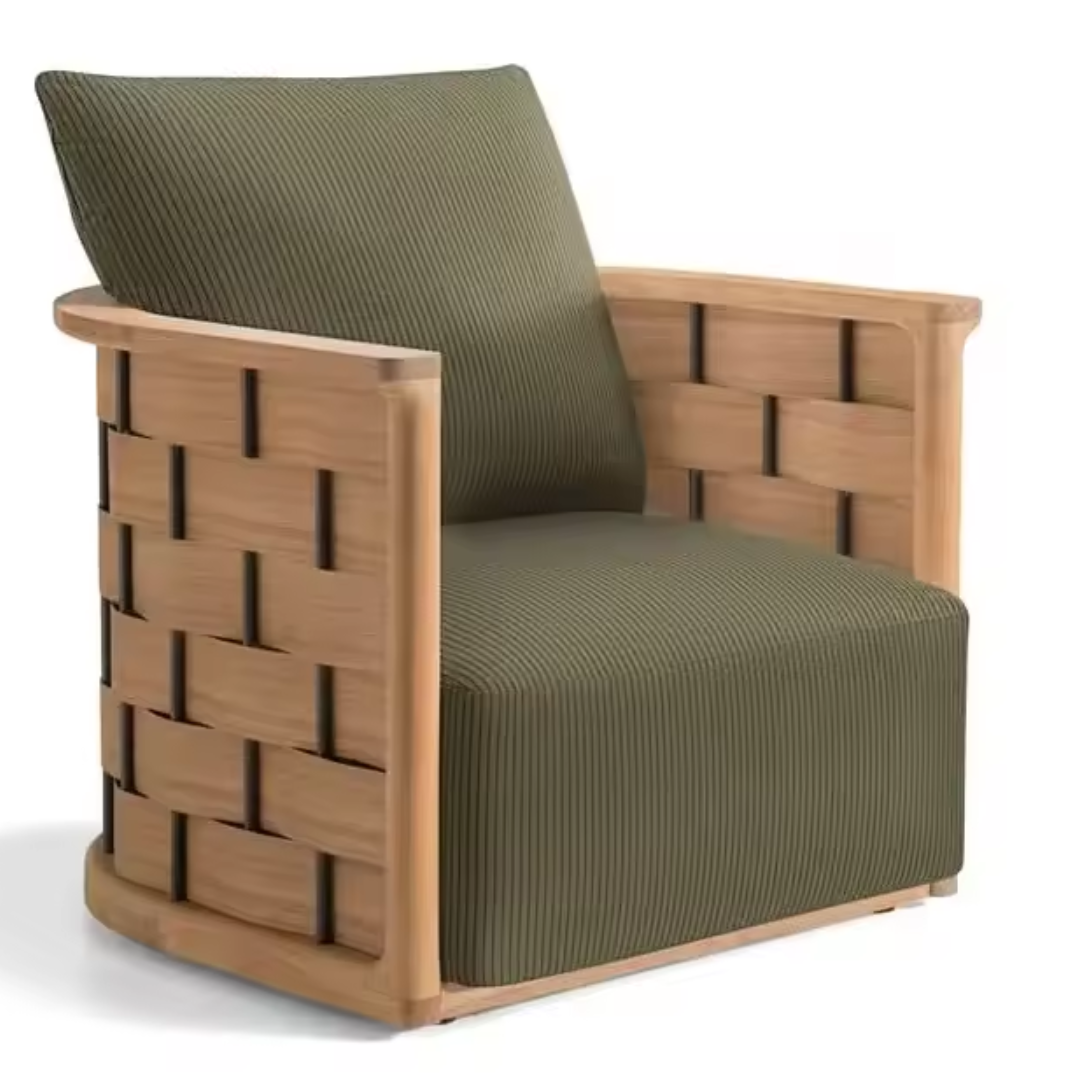 Modern French Wooden Outdoor Armchair