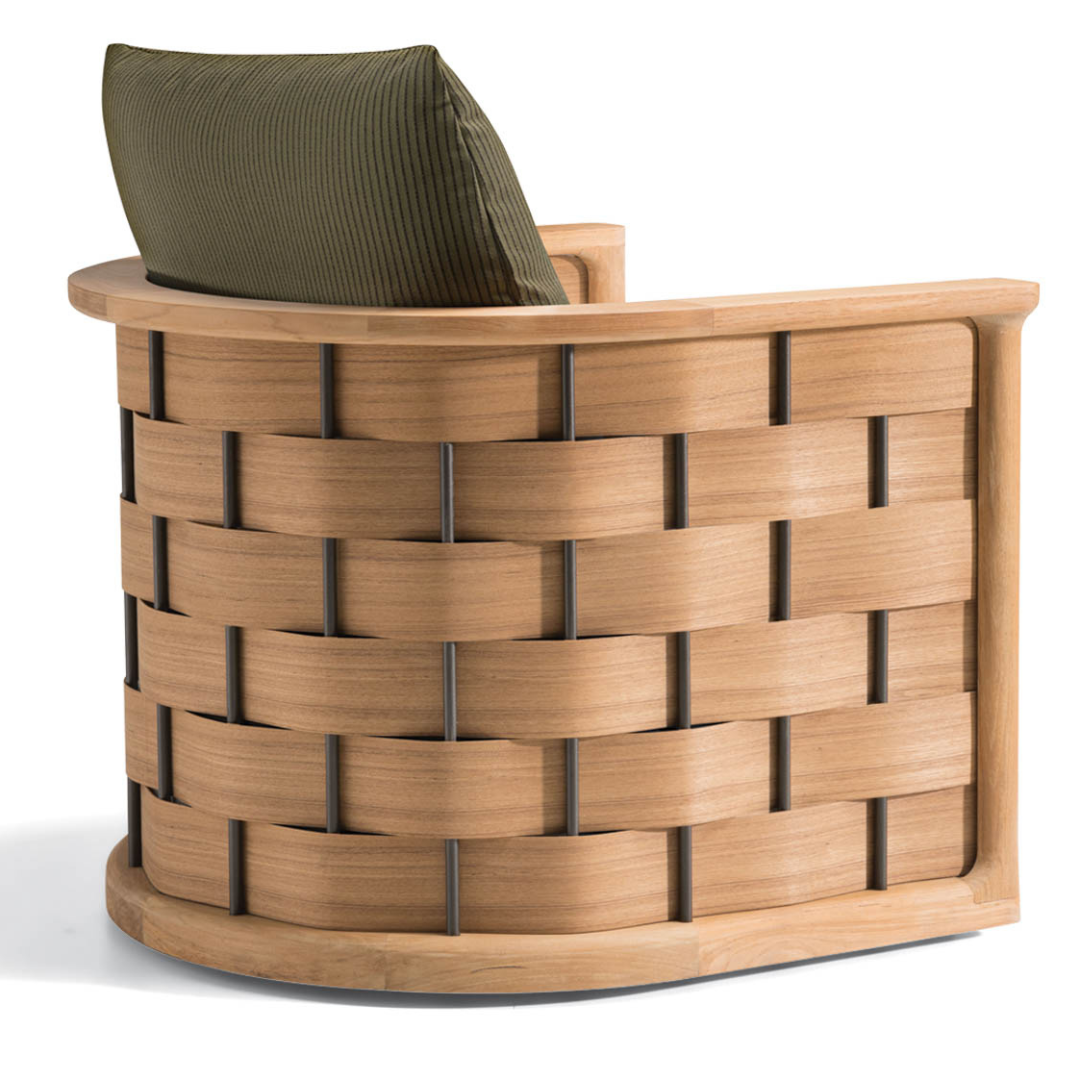 Modern French Wooden Outdoor Armchair