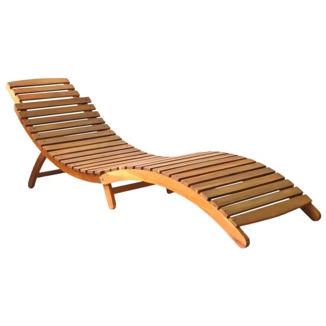 2-piece acacia wood garden sun lounger, white background