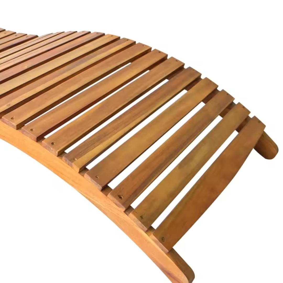 2-piece acacia wood garden sun lounger set close up