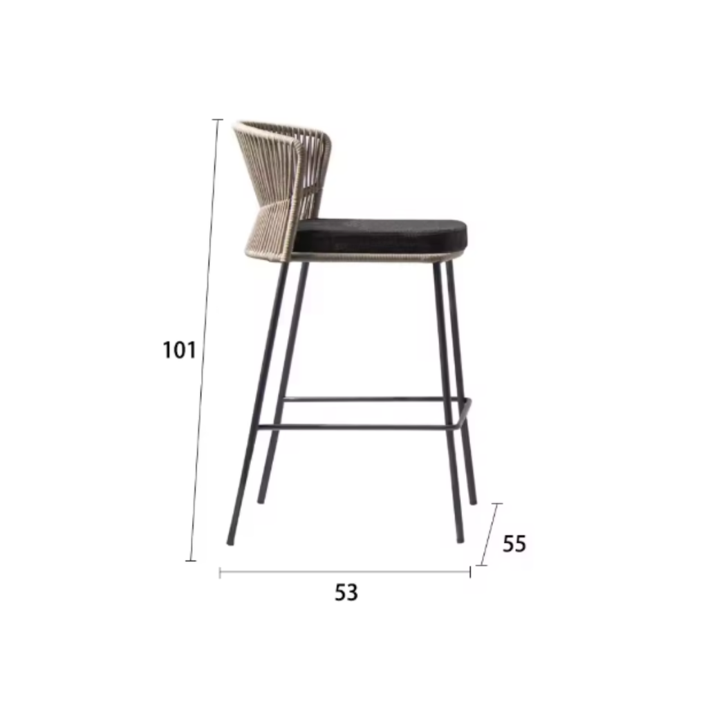 Bar stool with dimensions on a white background
