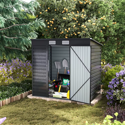 Black garden storage shed with modern finish