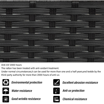 Black rattan corner sofa with cushions specs