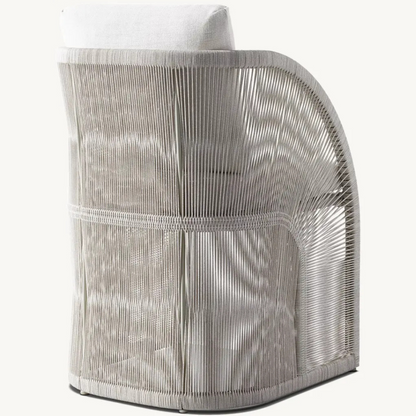 Hand-woven rattan dining chair with Nordic frame, cream, back view