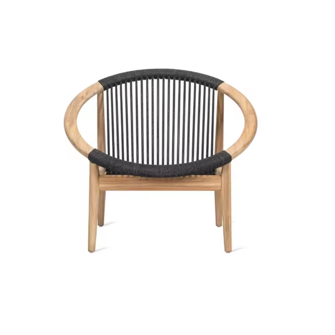 Black Contemporary Teak Garden Lounge Chair on a white background