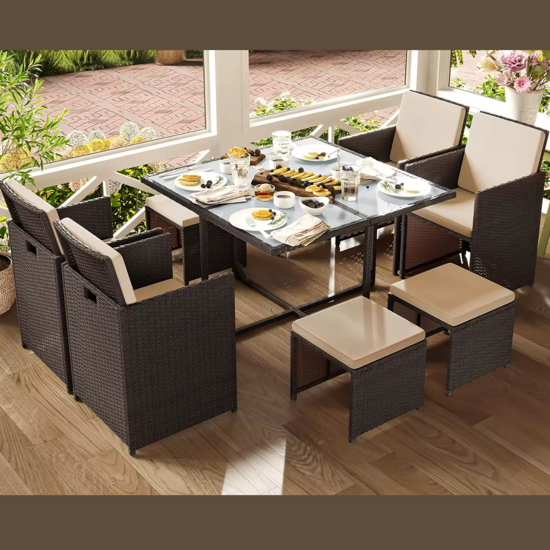 Garden Cube Rattan Furniture Set on a garden patio