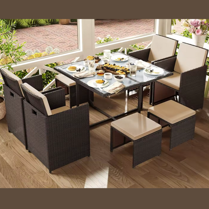 Garden Cube Rattan Furniture Set on a garden patio