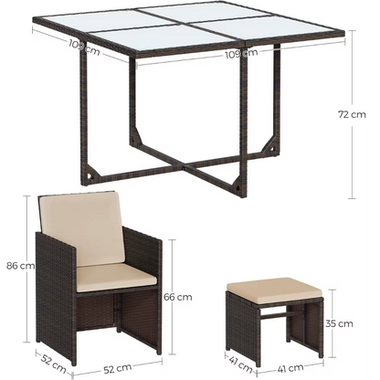 Garden Cube Rattan Furniture Set, product size dimensions