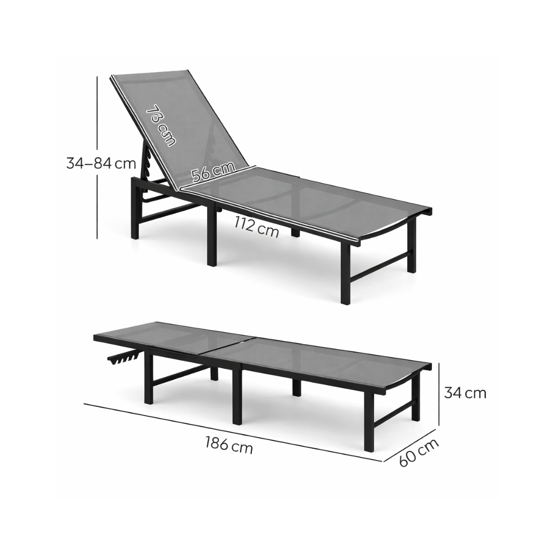 Measurement chart of a adjustable bed with dimensions labeled