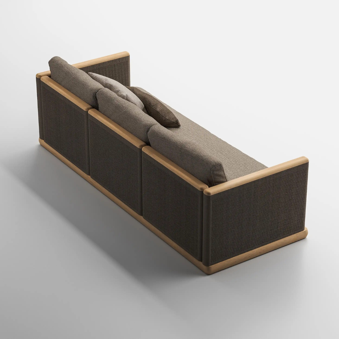 3-seater sofa, eagle view, in a studio background
