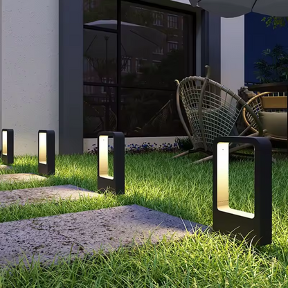 LED rectangle outdoor pillar light for outdoors, in a garden 