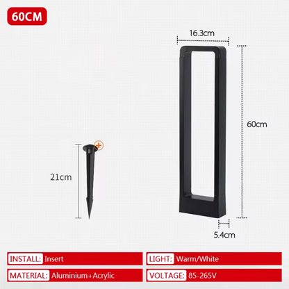 LED rectangle outdoor pillar light for outdoors, 60cm insert