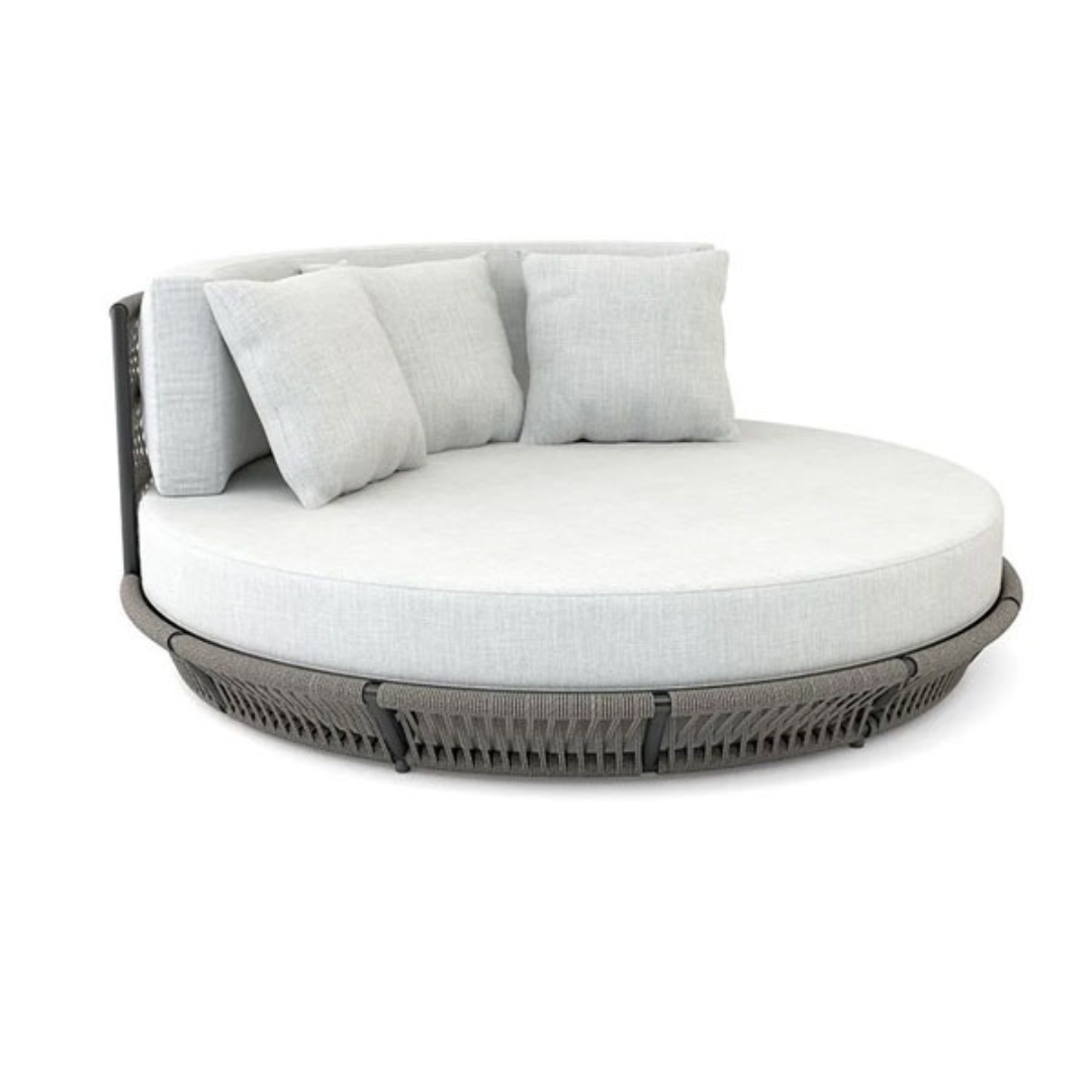 Luxury Braid & Rope Outdoor Daybed with deep cushions, white background
