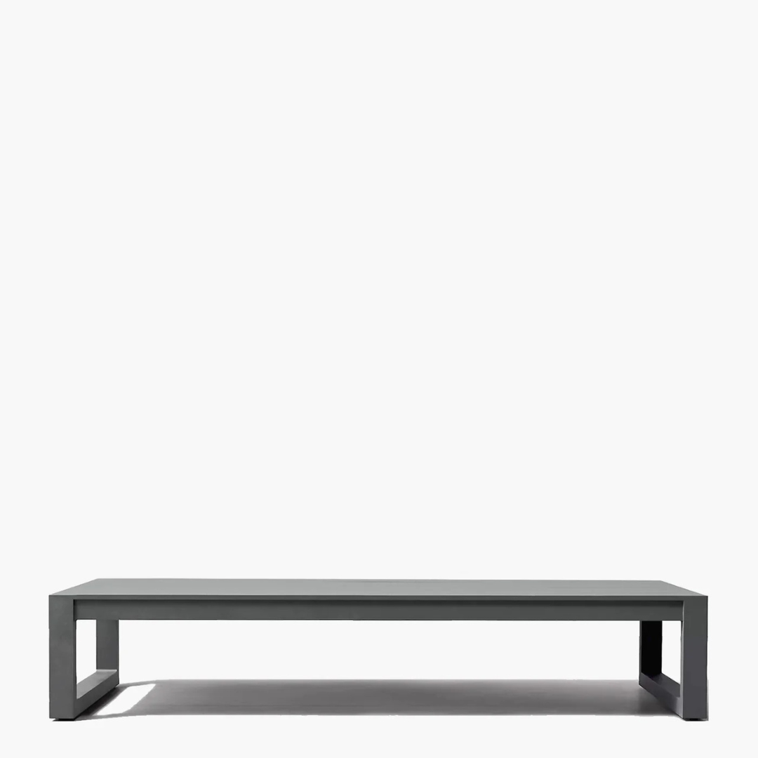 Modern aluminum garden coffee table for stylish seating areas, side view