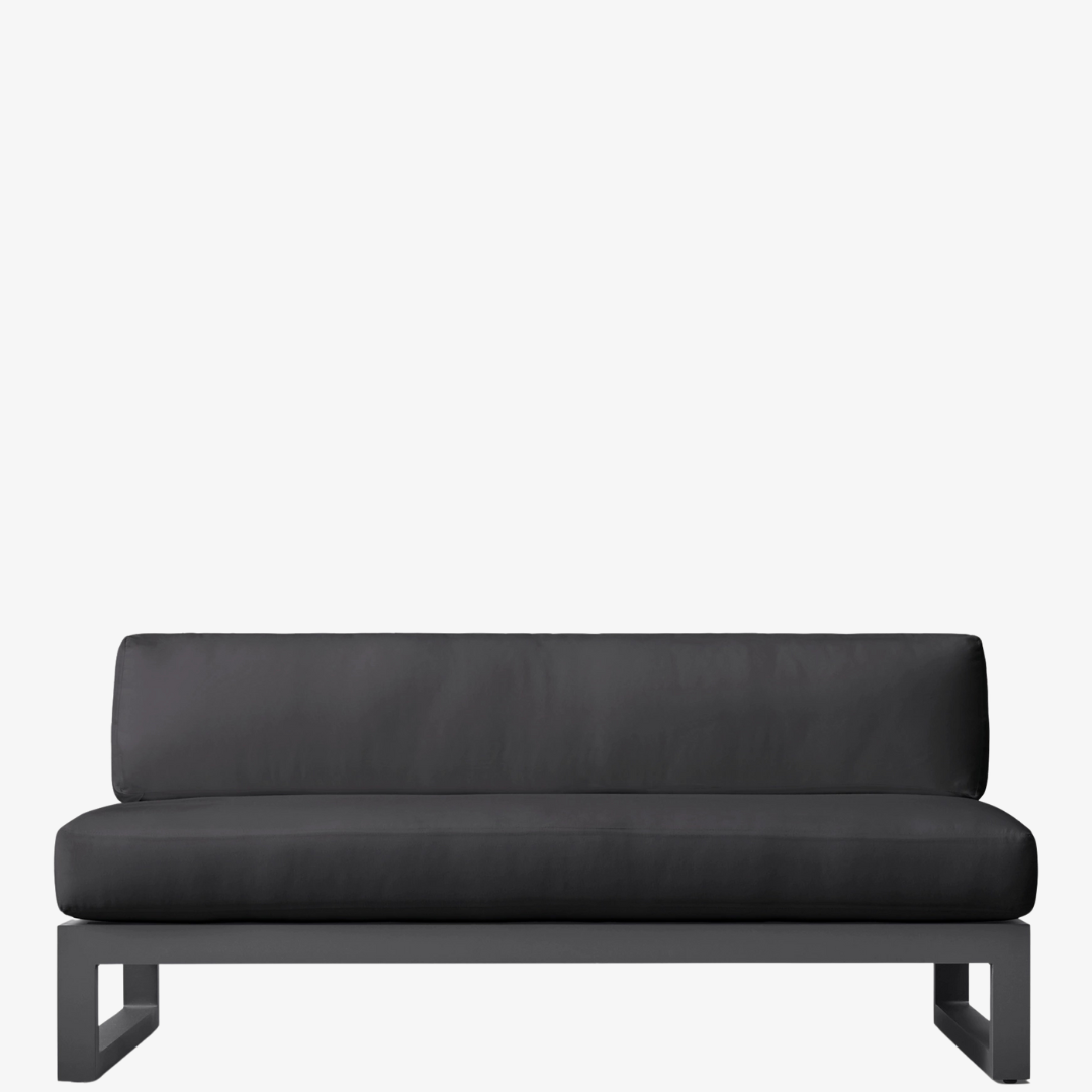 Charcoal Aluminium Garden Armless Sofa, 2 seater, front view