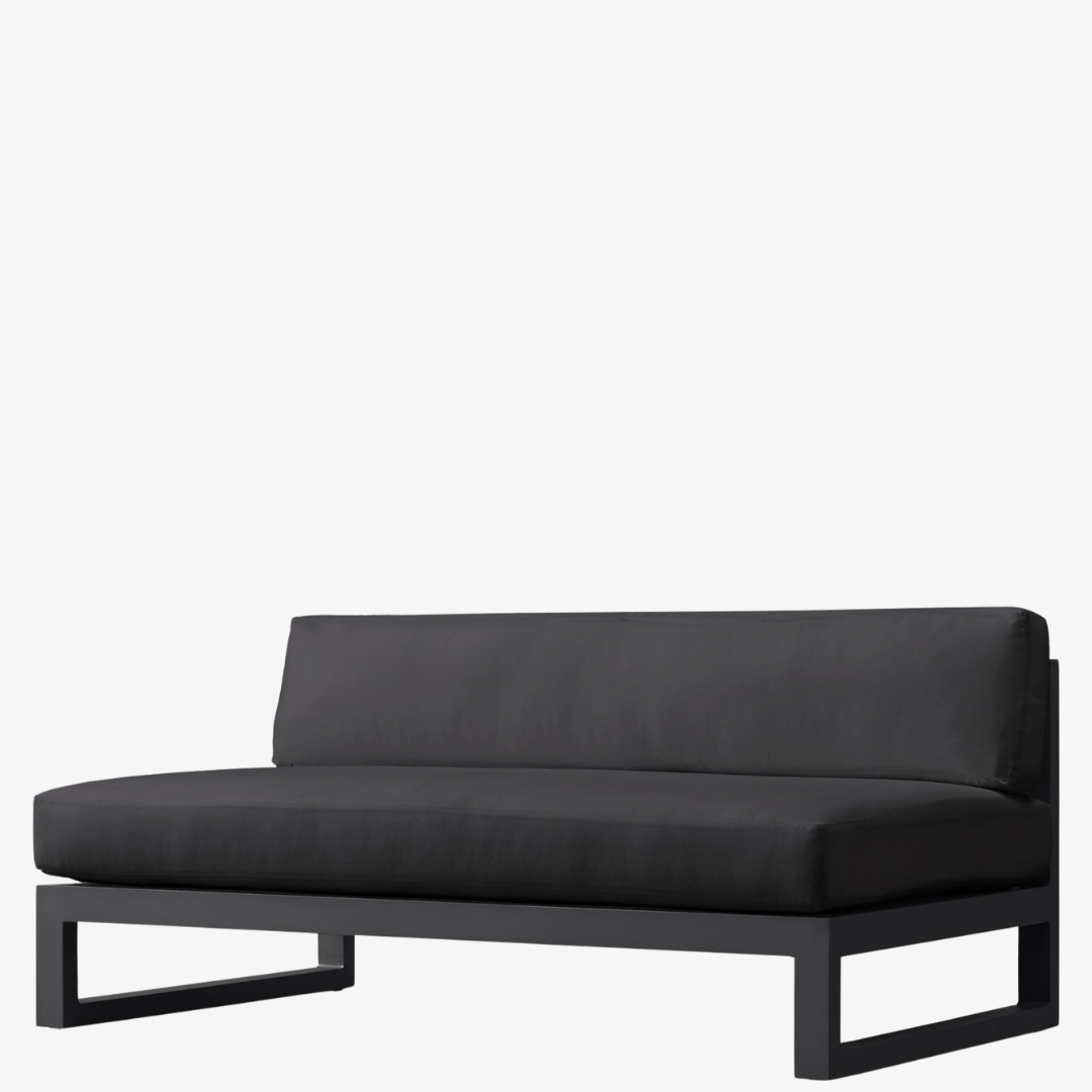 Charcoal Aluminium Garden Armless Sofa, 2 seater, angled view