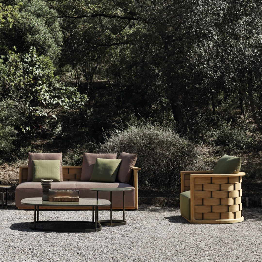 Modern French Wooden Outdoor Armchair