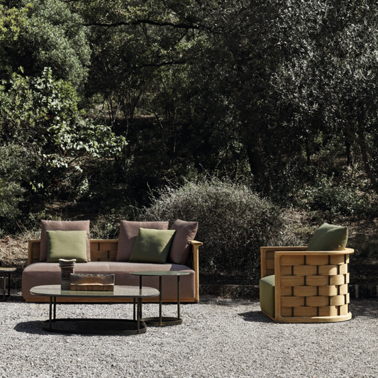 Modern French Wooden Outdoor Armchair