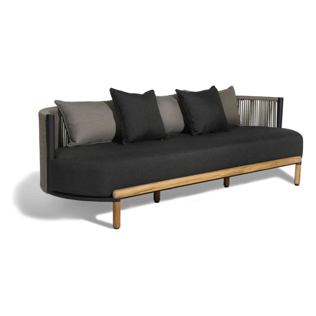Outdoor rope furniture set with cushioned seating, sofa with a white background