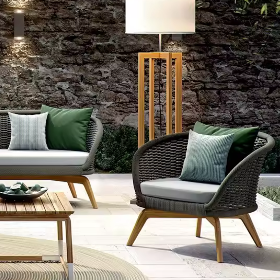 Lounge chair in a modern garden