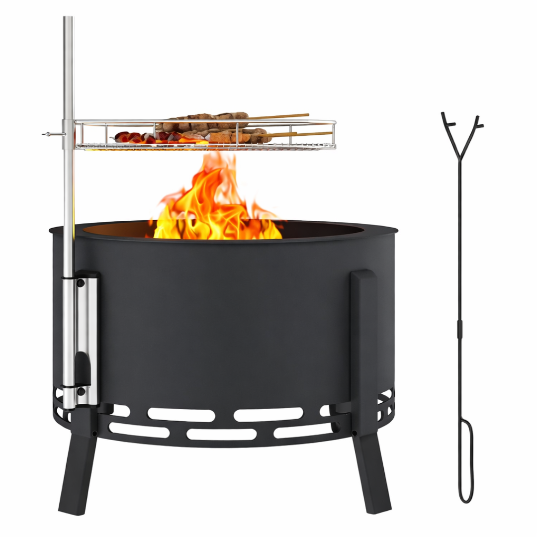 image shows a bbq firepit on a white background