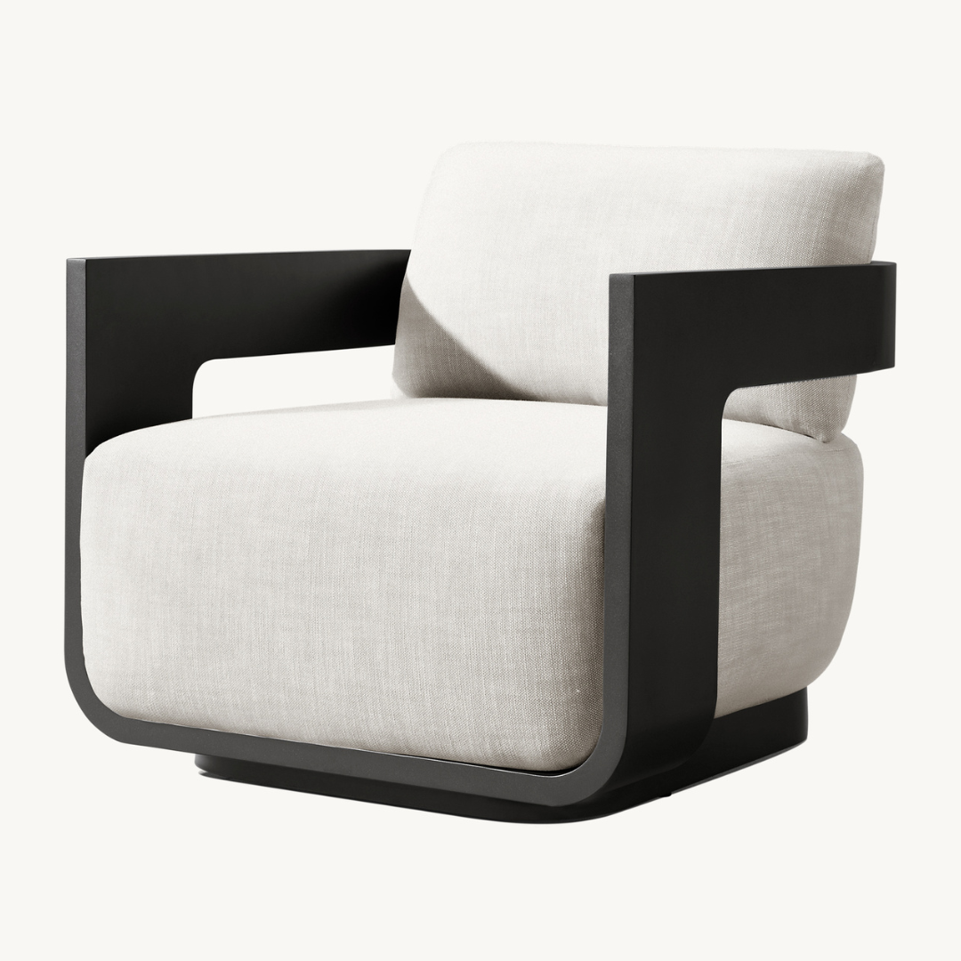 Solacium Contemporary Aluminium Garden Armchair with stylish design, angled view