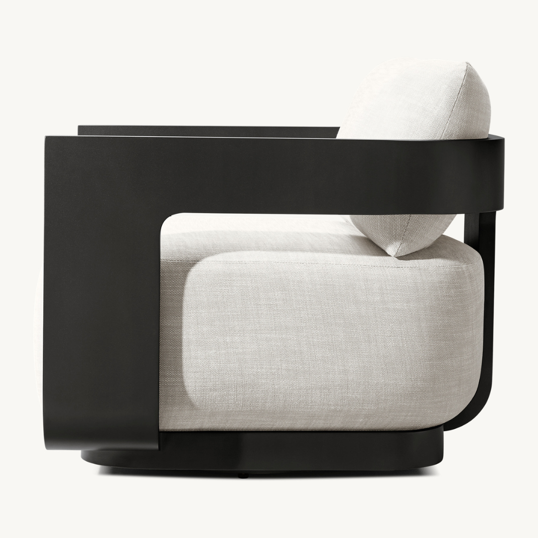 Solacium Contemporary Aluminium Garden Armchair with stylish design, side view