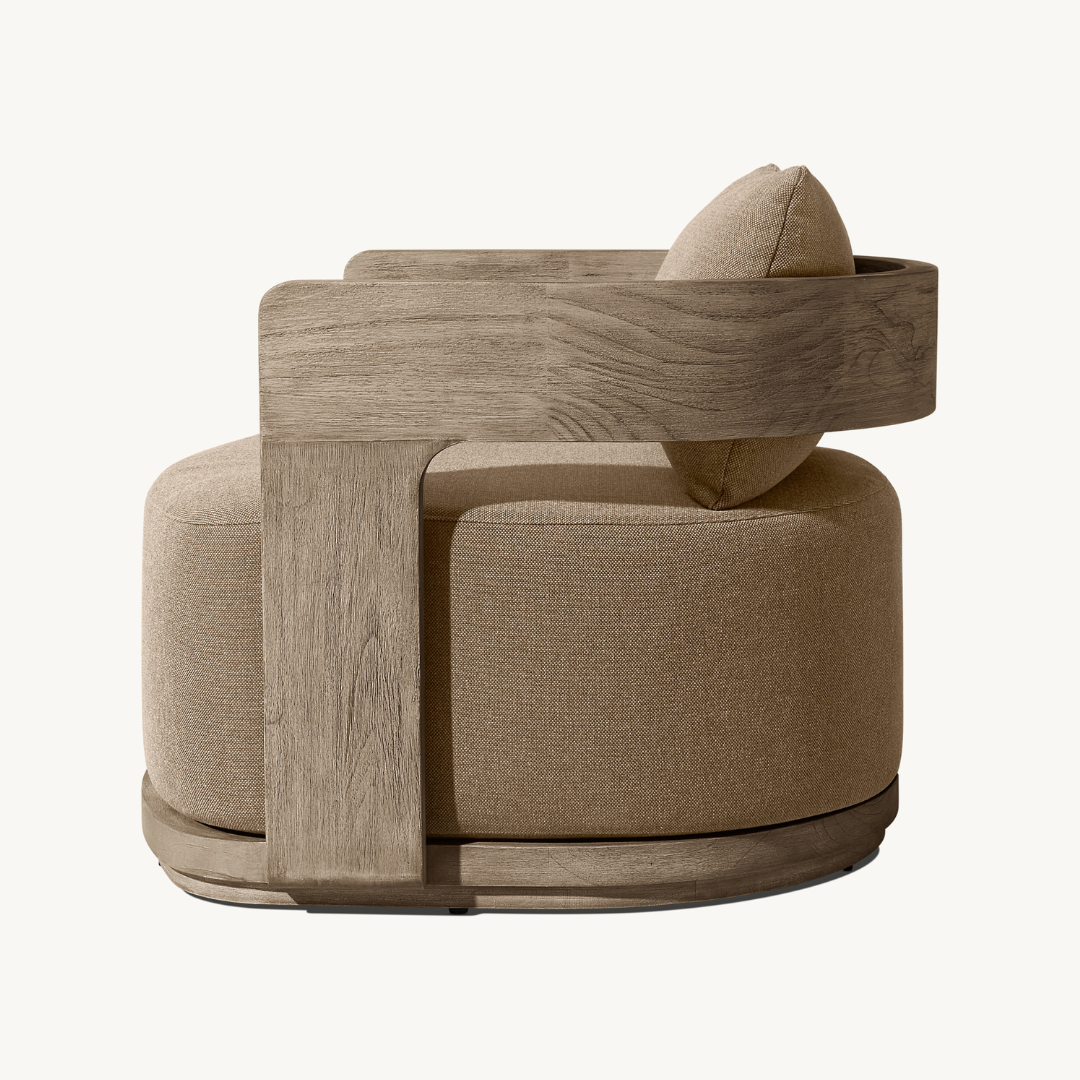 Solacium Contemporary Teak Outdoor Armchair, left side view