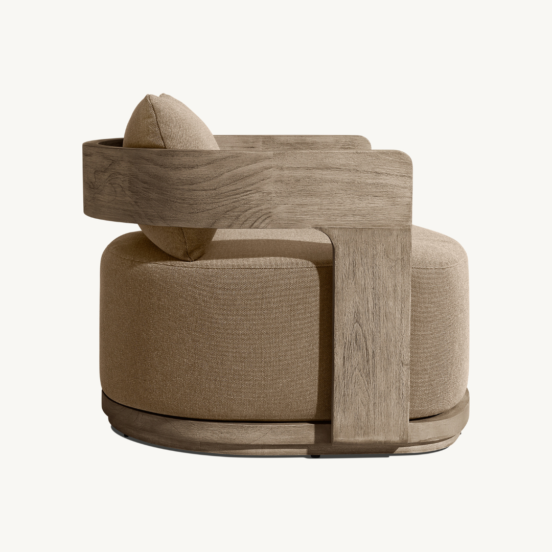 Solacium Contemporary Teak Outdoor Armchair, right side view