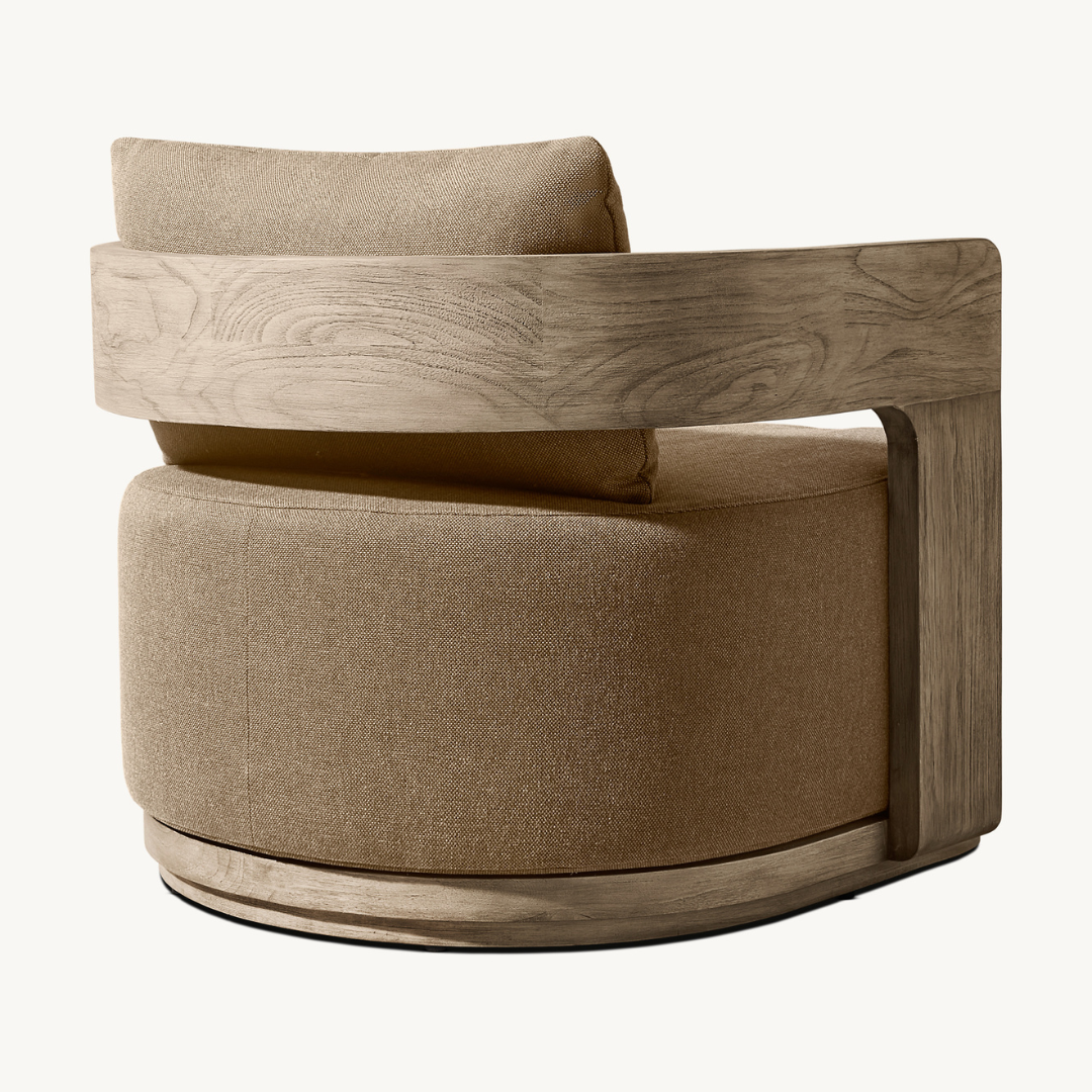 Solacium Contemporary Teak Outdoor Armchair, back view