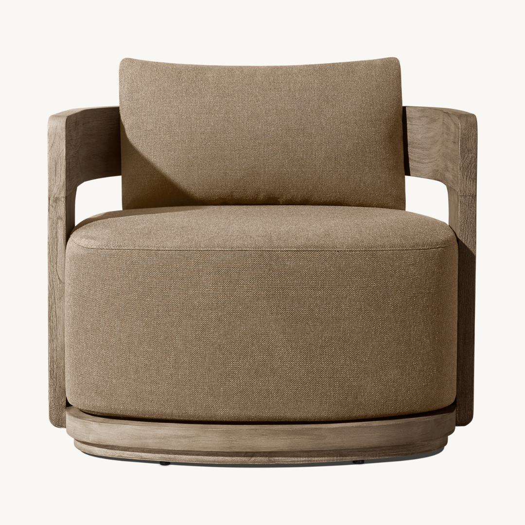 Solacium Contemporary Teak Outdoor Armchair, front view