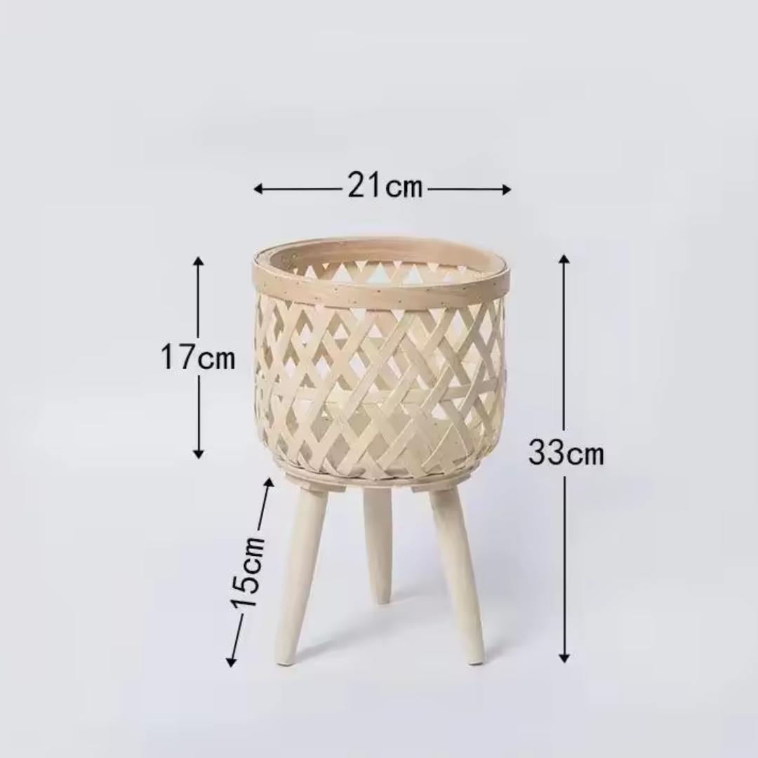 Lightweight wicker plant pots with natural texture, small