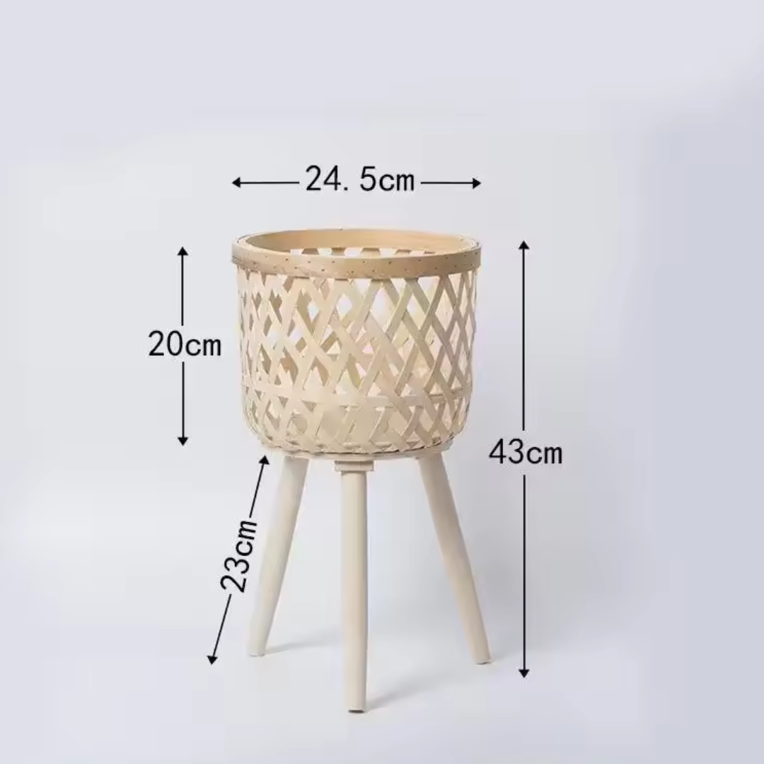 Lightweight wicker plant pots with natural texture, medium