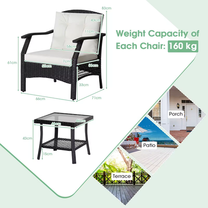 Modern black rattan lounge seating for garden, dimensions and weight specifications